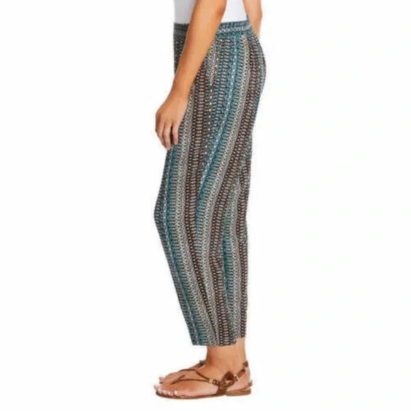 Jessica Simpson Boho Harem Cabana Pants Womens Medium Baggy Relaxed Teal Brown - Picture 7 of 13